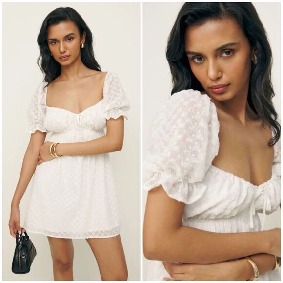 Reformation Channa Eyelet Dress Size 2 - Picture 1 of 6